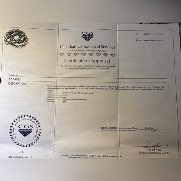 Tahitian cultured Pearl necklace with certificate of Authenticity - Picture 11 of 16